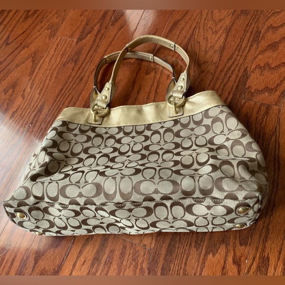 Coach Signature Penelope Leather Trim Shoulder Handbag - Picture 2 of 3